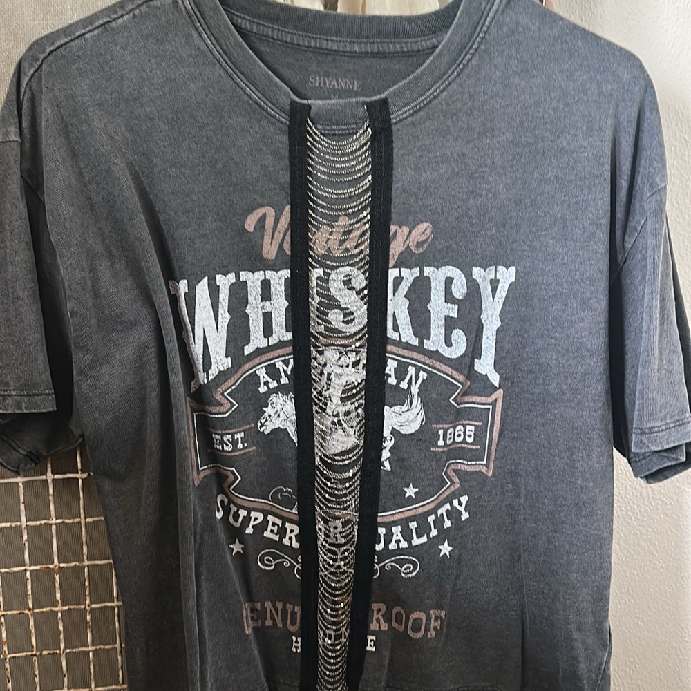 Shyanne Vintage Whiskey Graphic Tee - Charcoal